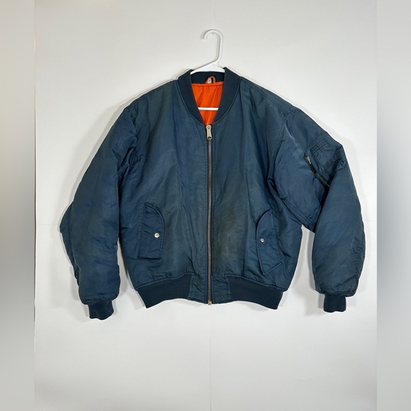 Vintage Harry Fox Intermediate Flyer USAF Satin Reversible Jacket MA-1 Mens Sz L - Picture 1 of 13